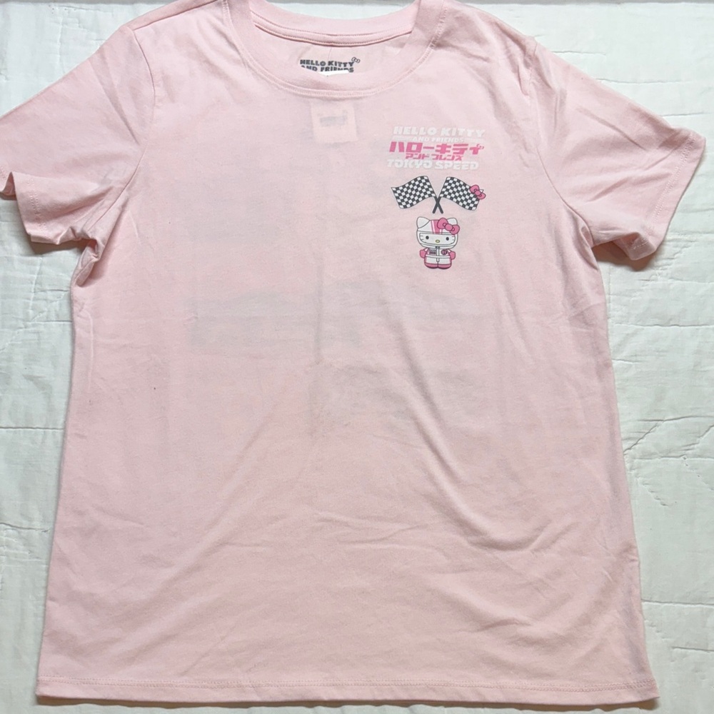 Hello Kitty Tokyo Speed Racing T-Shirt‎ Pink Graphic Tee Sanrio Streetwear NWT